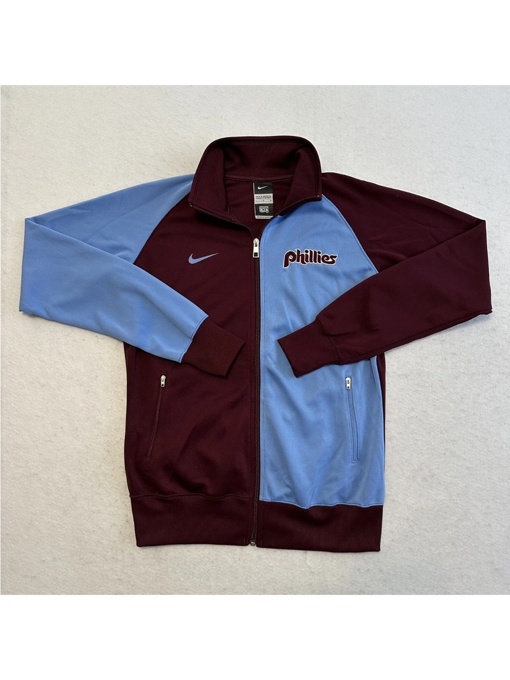 Nike MLB Philadelphia Phillies Cooperstown Collection Track Jacket Maroon Blue S